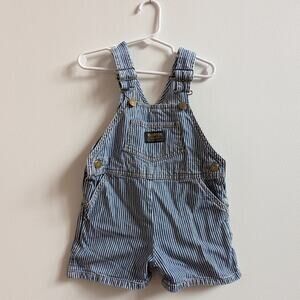 Vtg Oshkosh Bgosh Shortalls Kids Sz 2T Blue Engineer Stripes Classic